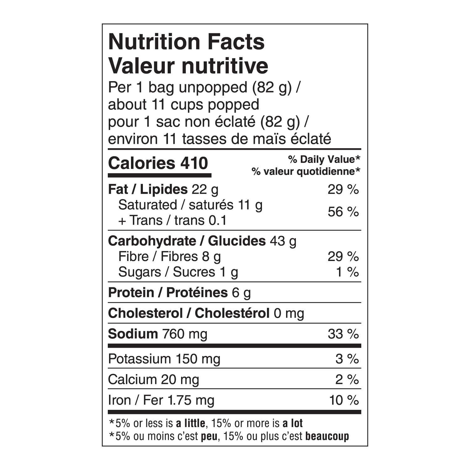 Extra Buttery Nutrition Facts
