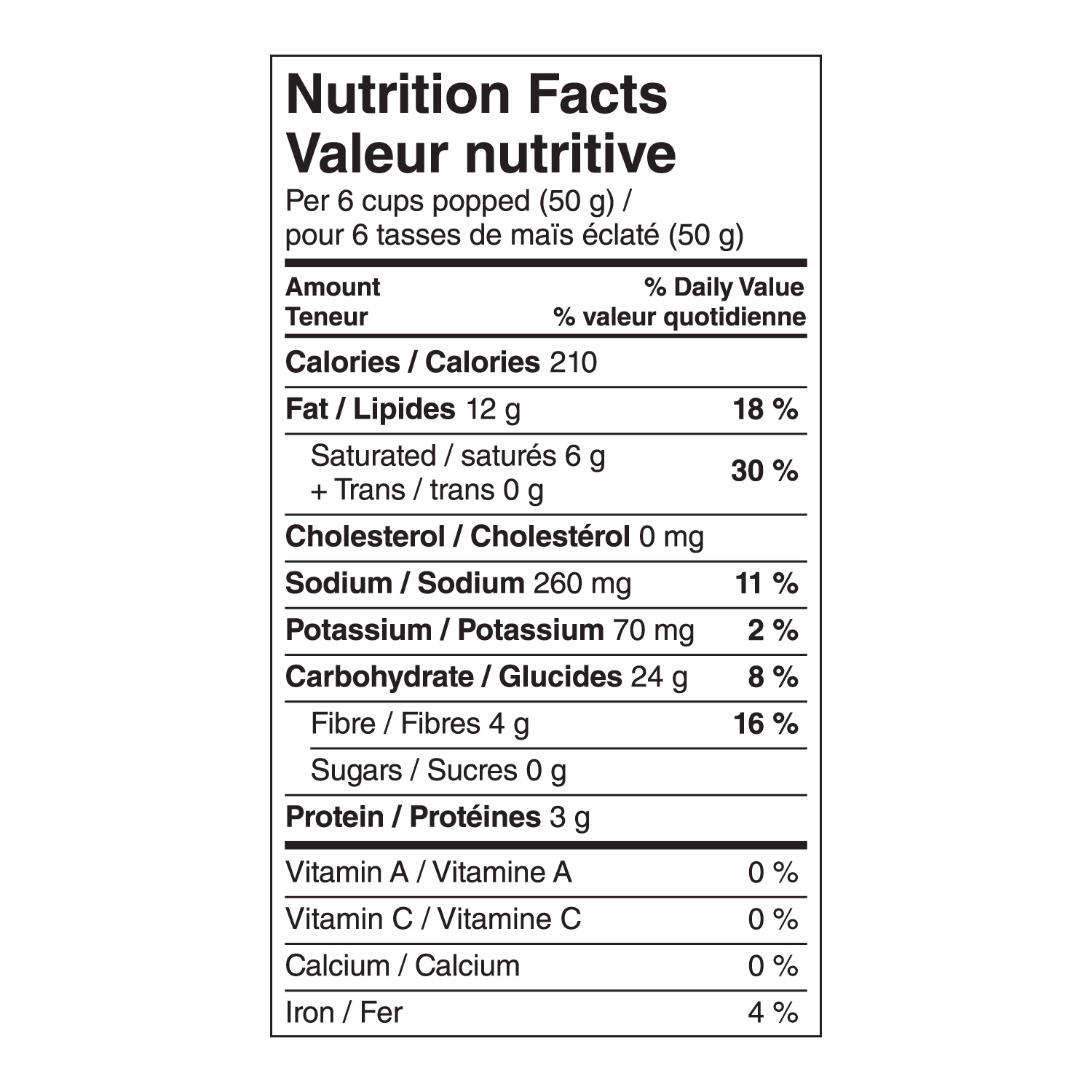 Select White Nutrition Facts