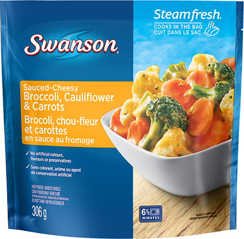 Sauced-Cheesy Broccoli, Cauliflower & Carrots
