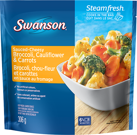 Sauced-Cheesy Broccoli, Cauliflower & Carrots