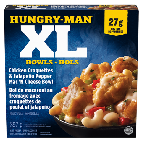Macaroni au fromage avec croquettes de poulet et jalapeno