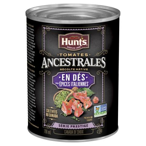 Tomates ancestrales récolte hâtive en dés avec épices italiennes