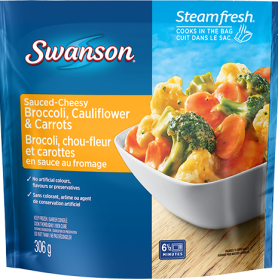 Sauced-Cheesy Broccoli, Cauliflower & Carrots